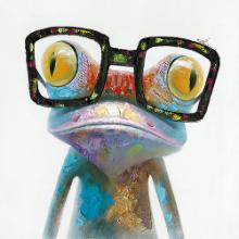 Mixed Media gekko med solbrille
